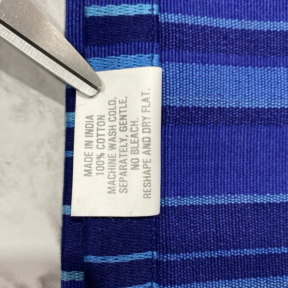 Crate & Barrel Socorro Blue Placemats Set Of 4 Stripes Striped